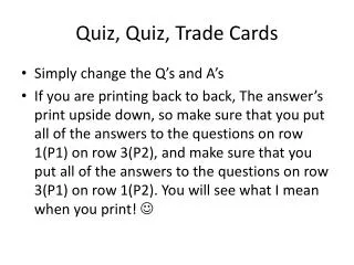Quiz, Quiz, Trade Cards