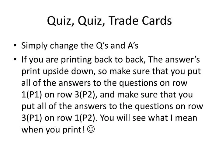 PPT Quiz Quiz Trade Cards PowerPoint Presentation Free Download 