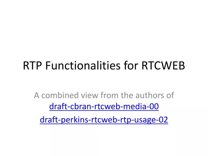 rtp functionalities for rtcweb