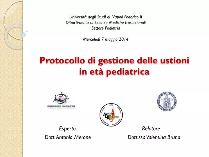protocollo di gestione delle ustioni in et pediatrica