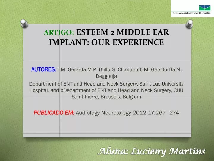 artigo esteem 2 middle ear implant our experience