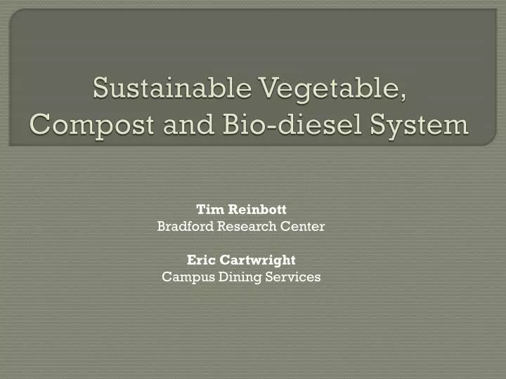 sustainable vegetable compost and bio diesel system