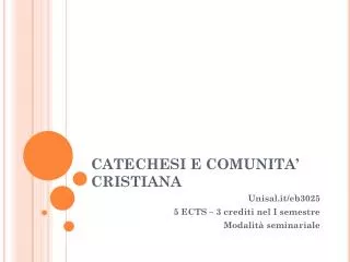 catechesi e comunita cristiana