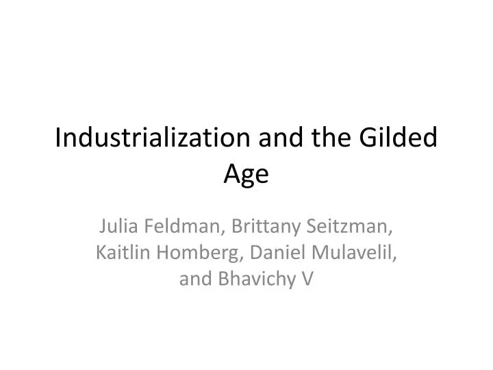 industrialization and the gilded age