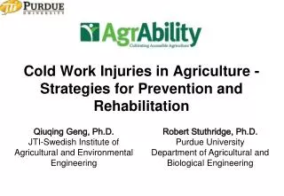Cold Work Injuries in Agriculture - Strategies for Prevention and Rehabilitation