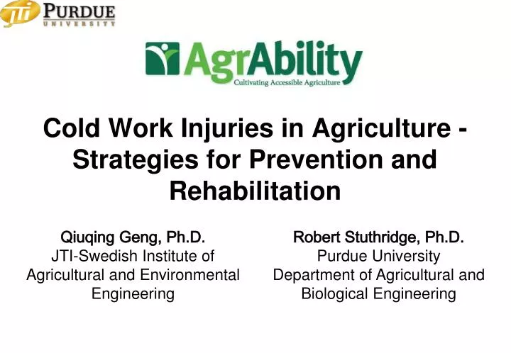 cold work injuries in agriculture strategies for prevention and rehabilitation