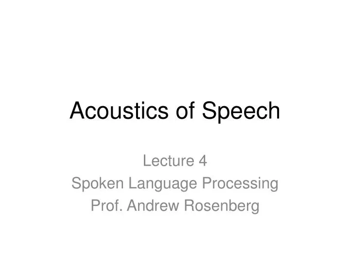 acoustics of speech