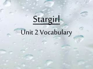 Stargirl Unit 2 Vocabulary
