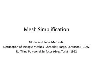 Mesh Simplification