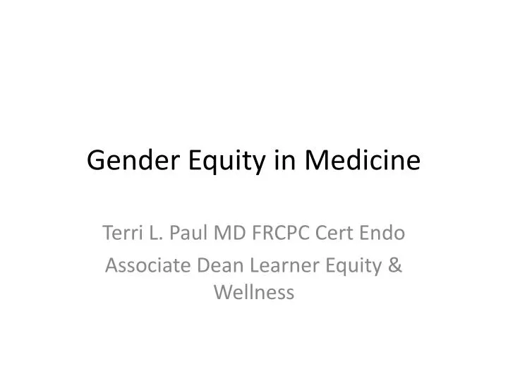 gender equity in medicine