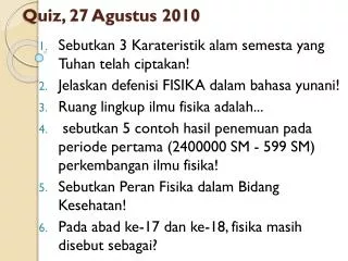 quiz 27 agustus 2010