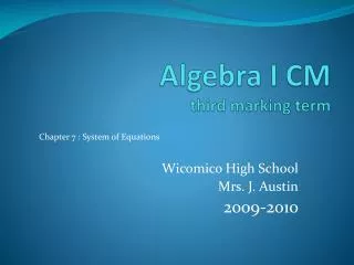 Algebra I CM third marking term