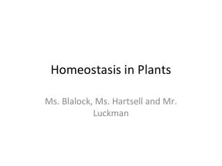 Homeostasis in Plants