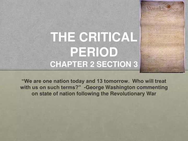 the critical period chapter 2 section 3