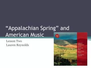 “Appalachian Spring” and American Music