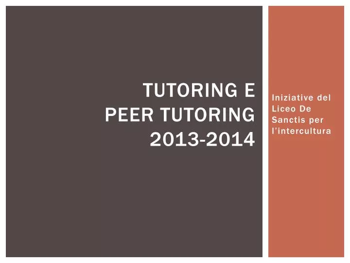 tutoring e peer tutoring 2013 2014