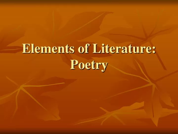 elements of literature poetry
