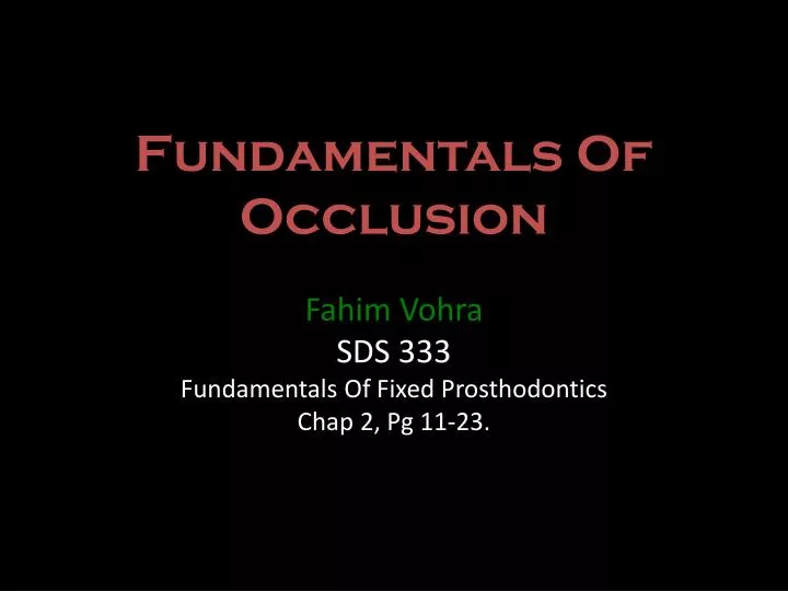 fundamentals of occlusion