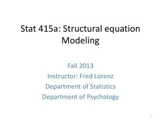 Stat 415a: Structural equation Modeling