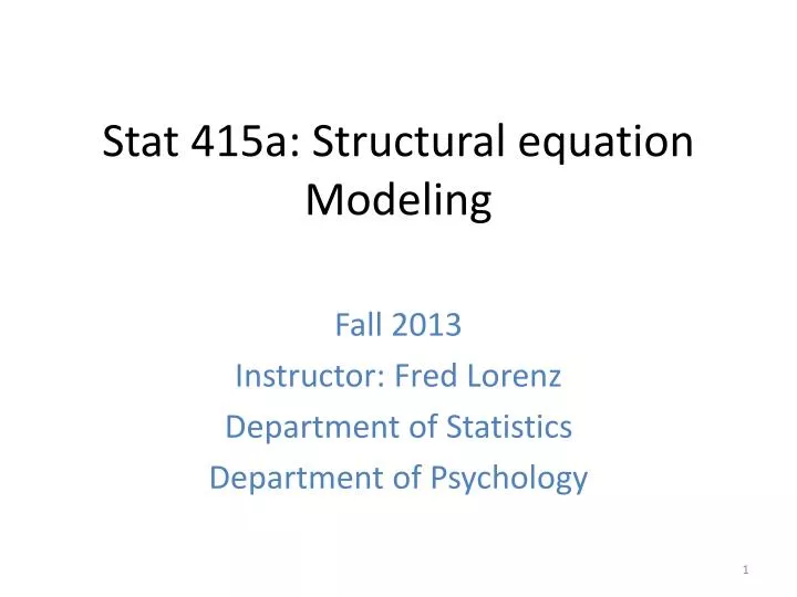 stat 415a structural equation modeling