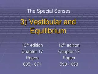 3) Vestibular and Equilibrium