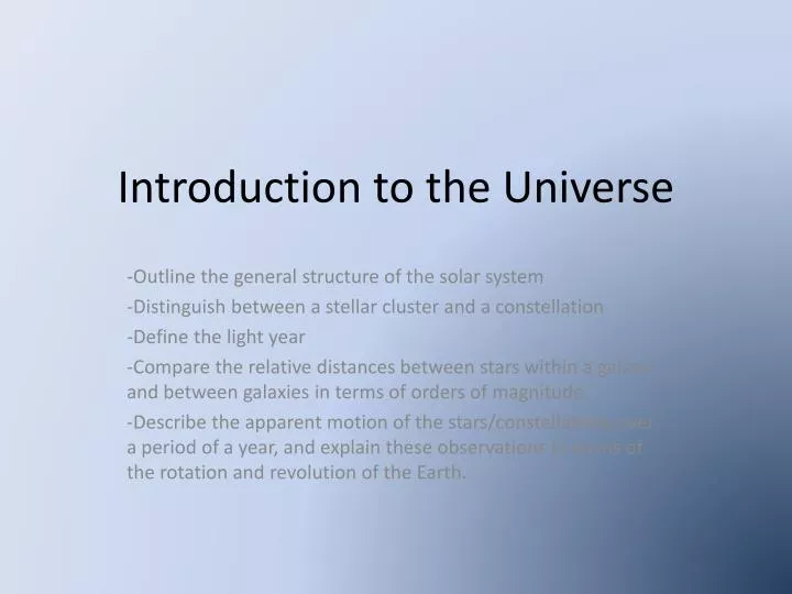 introduction to the universe