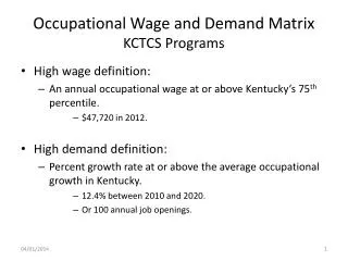 Occupational Wage and Demand Matrix KCTCS Programs