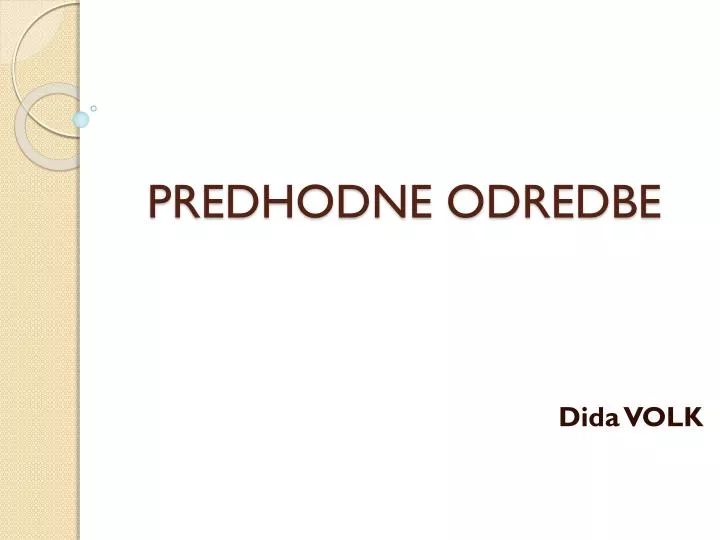 predhodne odredbe