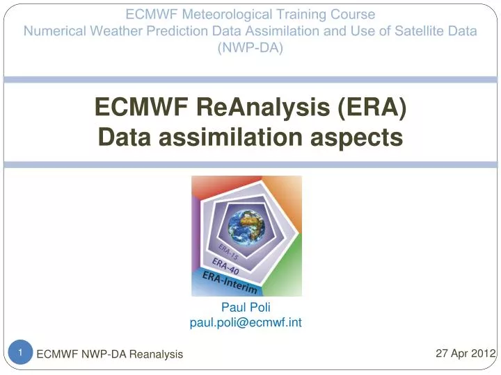 ecmwf reanalysis era data assimilation aspects