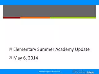 Elementary Summer Academy Update May 6 , 2014