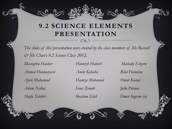 9 2 science elements presentation