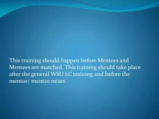 Peer Mentor Training