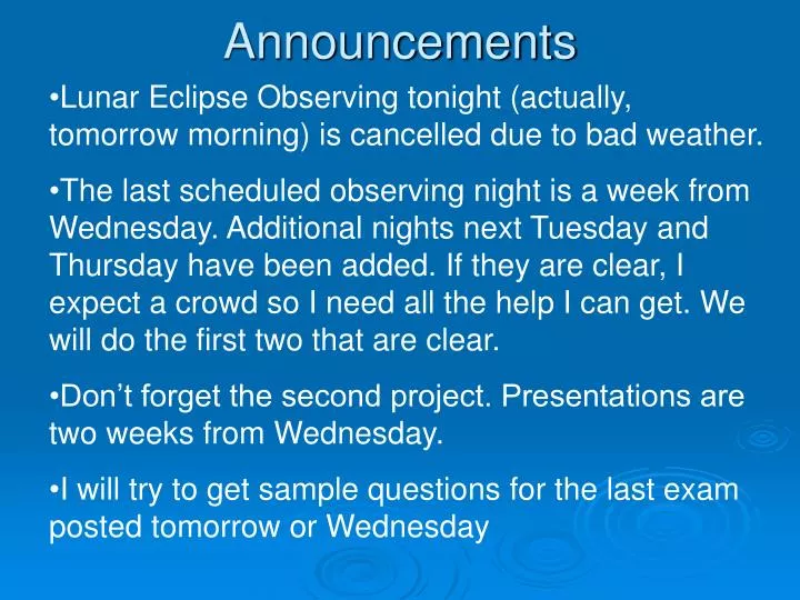 announcements