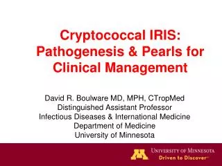 Cryptococcal IRIS: Pathogenesis &amp; Pearls for Clinical Management