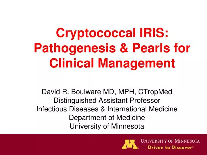 cryptococcal iris pathogenesis pearls for clinical management