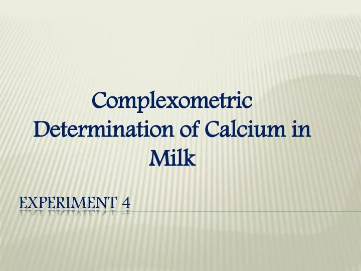 complexometric determination of calcium in milk