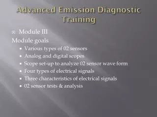 Advanced Emission Diagnostic Training