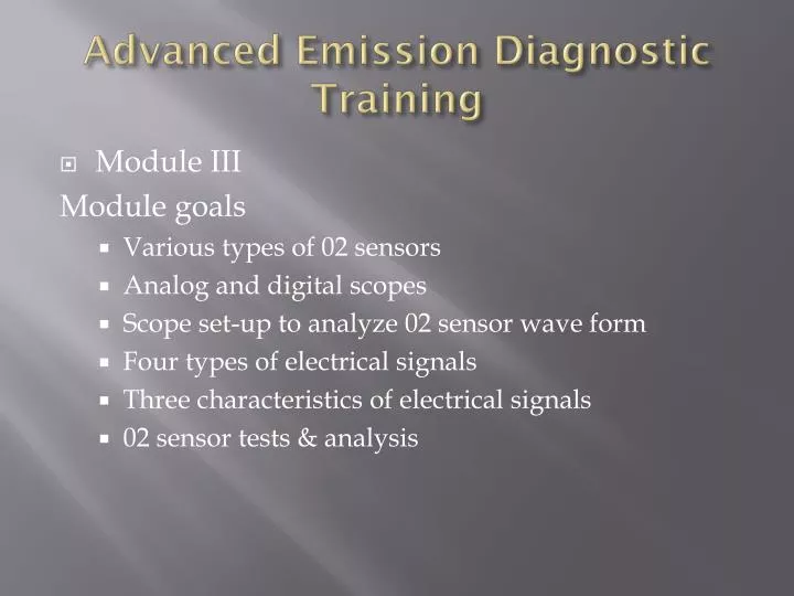 advanced emission diagnostic training