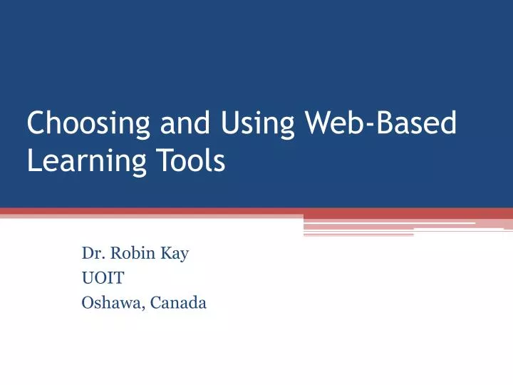 choosing and using web based learning tools
