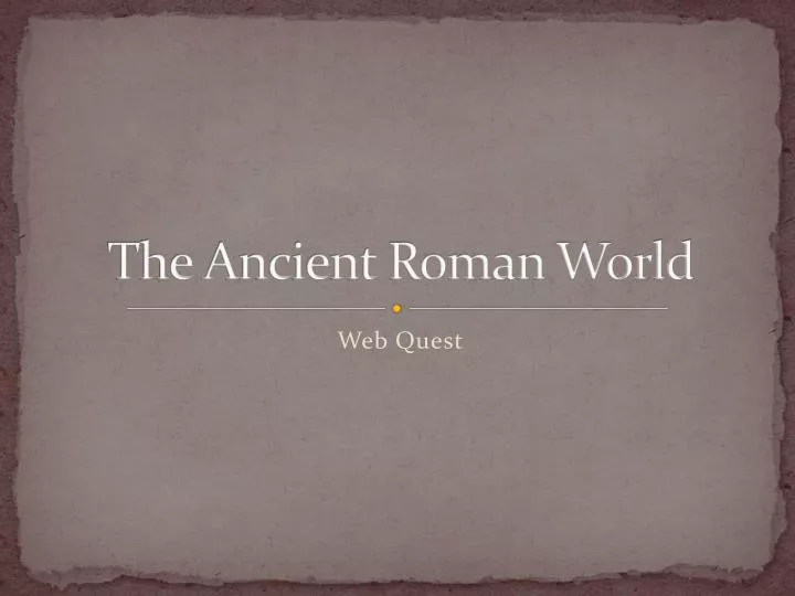 the ancient roman world