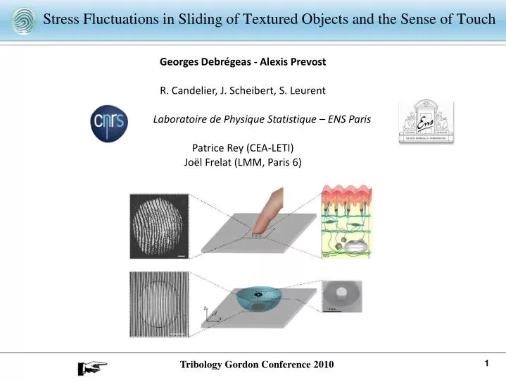 stress fluctuations in sliding of textured objects and the sense of touch