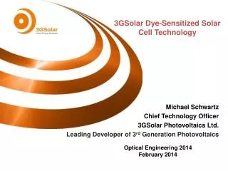 3GSolar Dye-Sensitized Solar Cell Technology