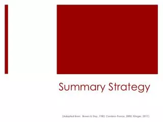 Summary Strategy