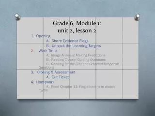 Grade 6, Module 1: unit 2, lesson 2