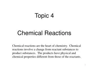 Topic 4 Chemical Reactions