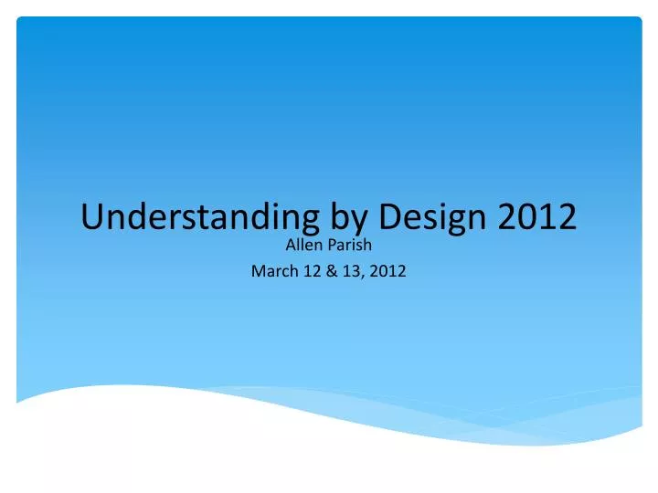 understanding by design 2012