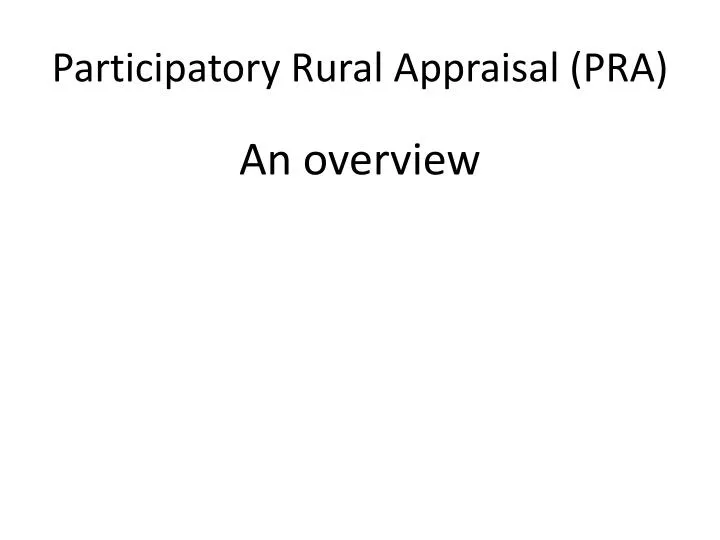 participatory rural appraisal pra