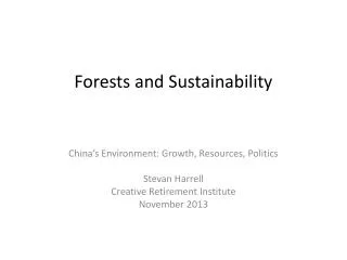 Forests and Sustainability