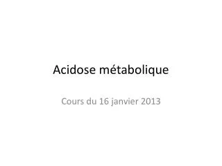 acidose m tabolique