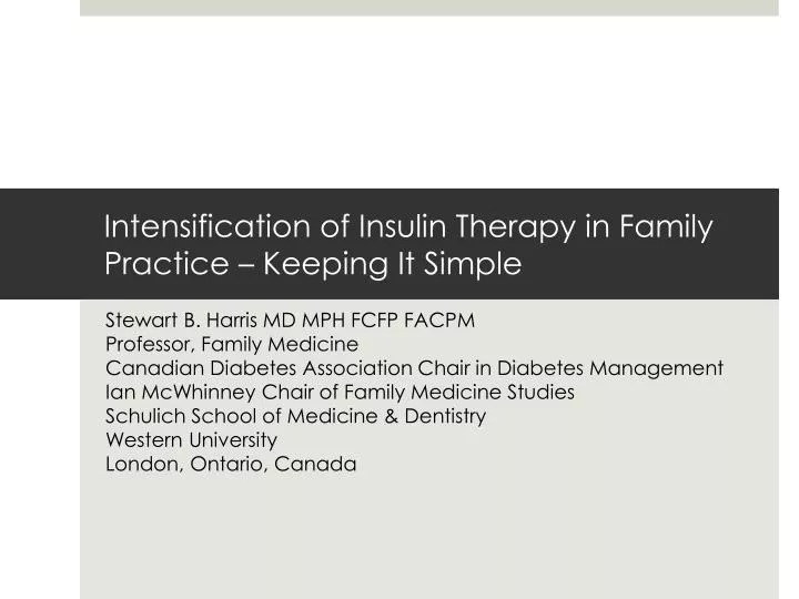 intensification of insulin therapy in family practice keeping it simple